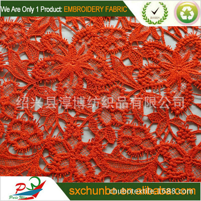 【150D滌綸線橘紅色水溶繡花面料紹興工廠直銷】?jī)r(jià)格,廠家,圖片,棉面料,紹興縣淳博紡織品-